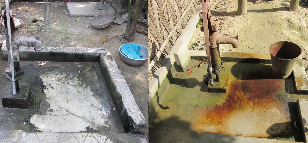 Image showing red and black staining on a well platform